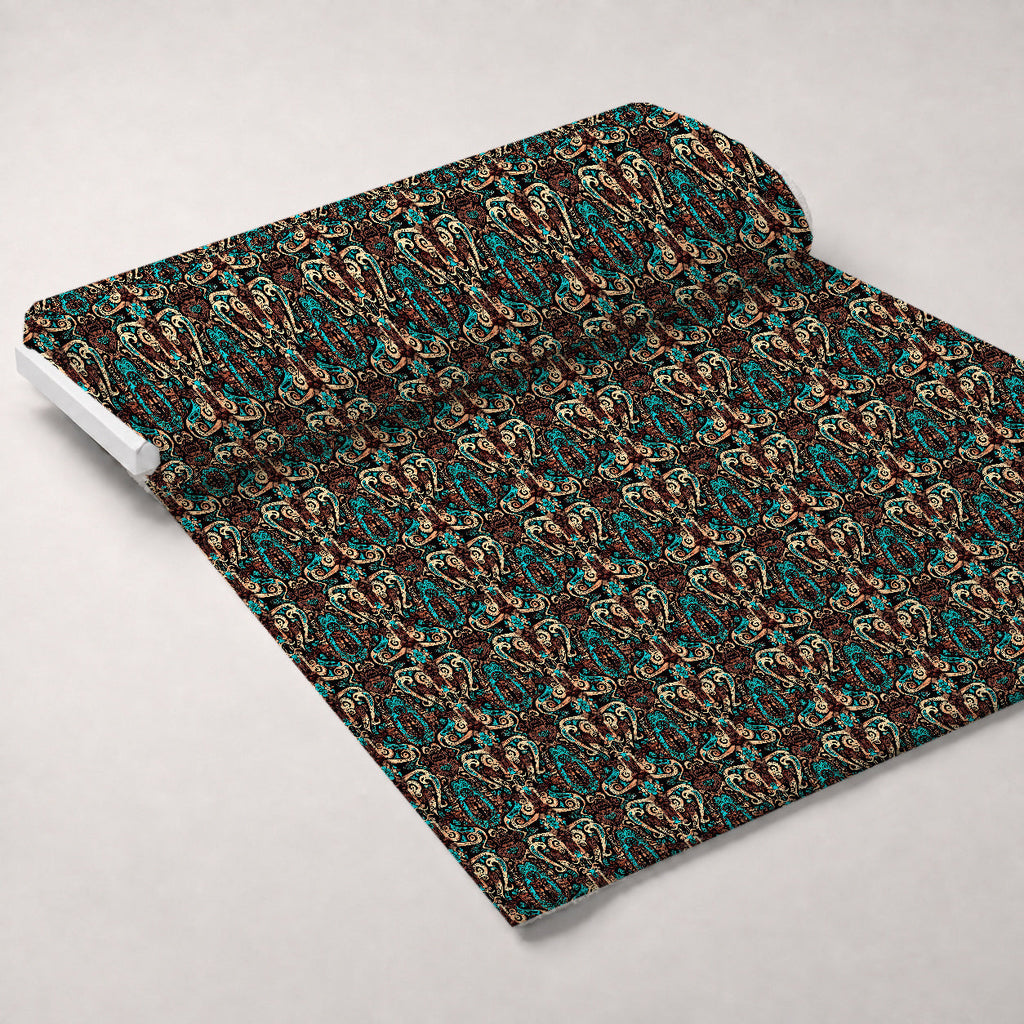 Teal Totem Pattern 5 Fleece Fabric — fleece fabric unrolled bolt preview (mv-fleece-v1:bolt)