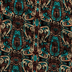 Teal Totem Pattern 5 Fleece Fabric — fleece fabric folded close-up preview (mv-fleece-v1:lying)