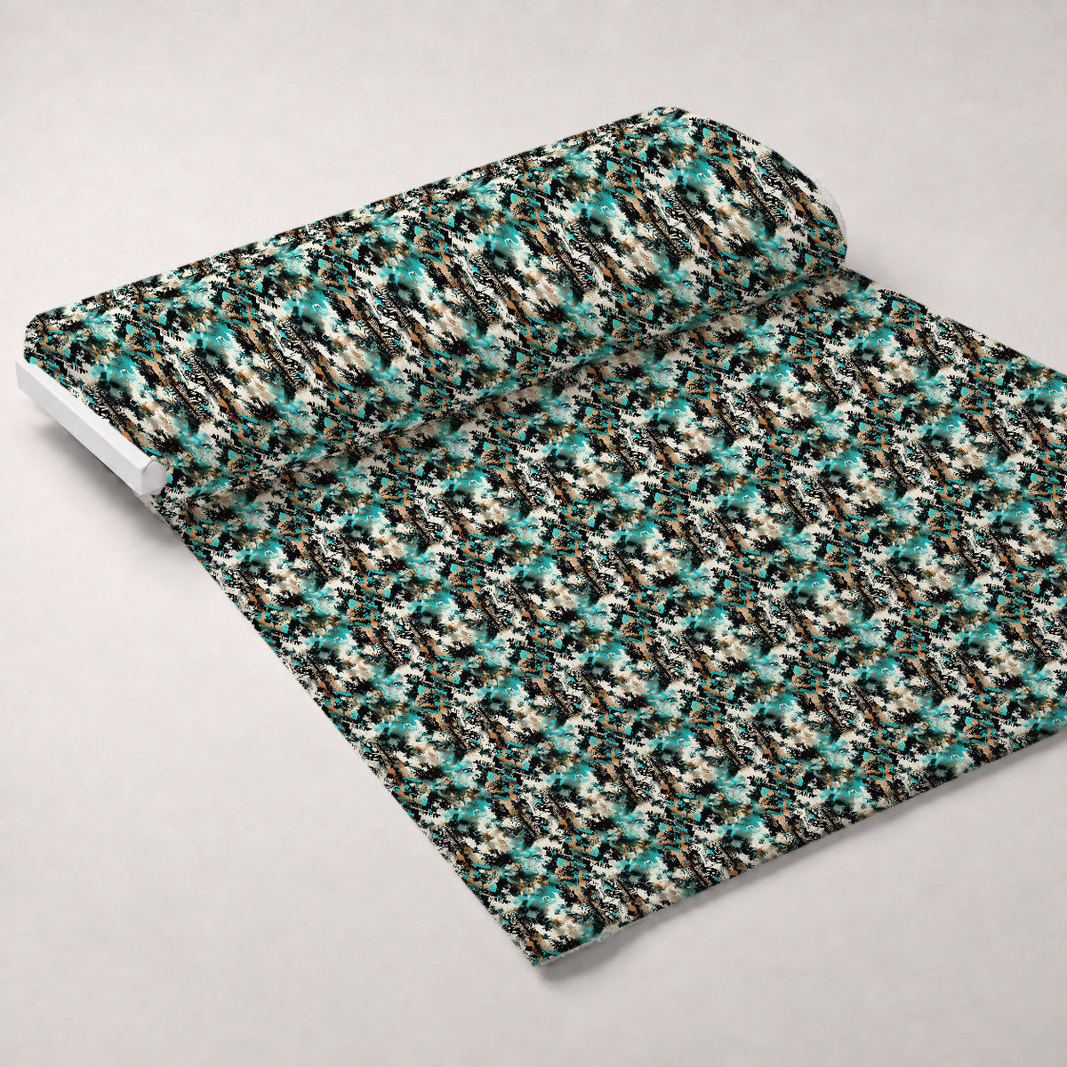 Teal Totem Pattern 8 Fleece Fabric — fleece fabric unrolled bolt preview (mv-fleece-v1:bolt)