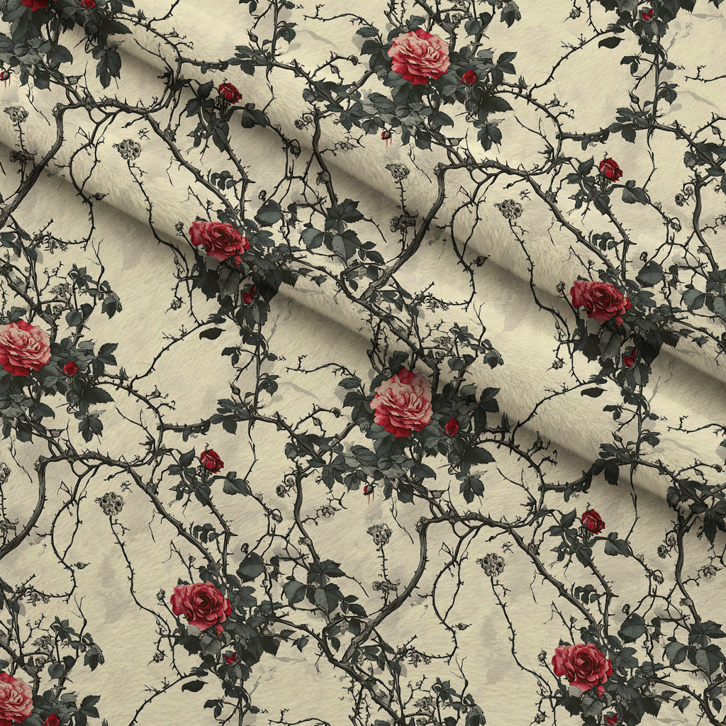 Thorned Roses Pattern 2 Fleece Fabric — fleece fabric folded close-up preview (mv-fleece-v1:lying)