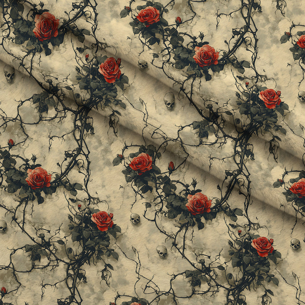 Thorned Roses Pattern 6 Fleece Fabric — fleece fabric folded close-up preview (mv-fleece-v1:lying)