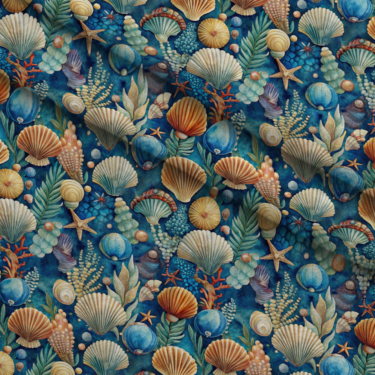 Tidal Treasures Pattern 1 Fleece Fabric — fleece fabric folded close-up preview (mv-fleece-v1:lying)