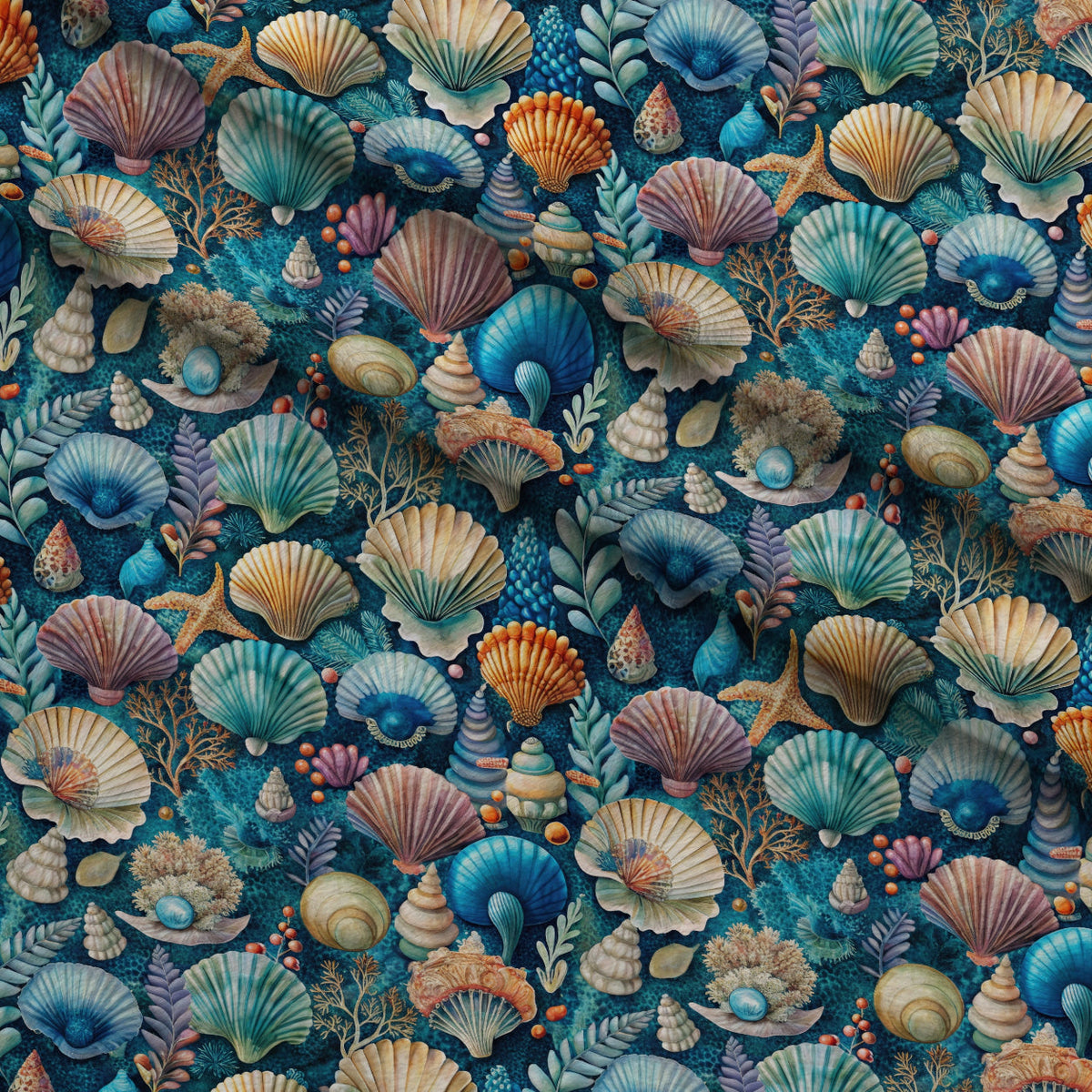 Tidal Treasures Pattern 2 Fleece Fabric — fleece fabric folded close-up preview (mv-fleece-v1:lying)