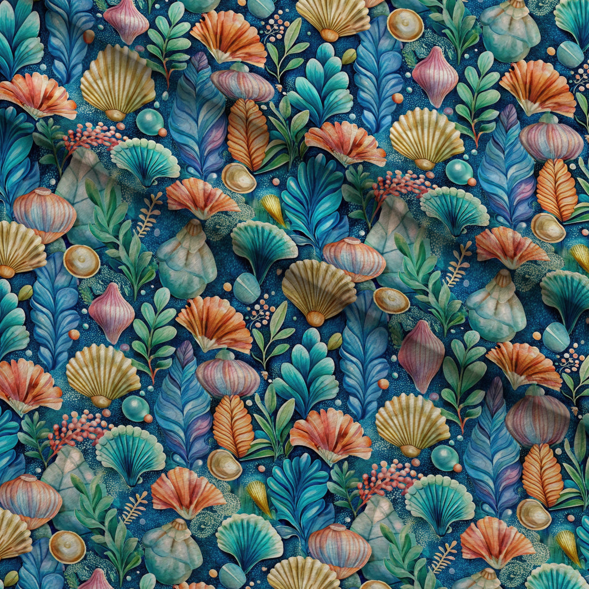 Tidal Treasures Pattern 4 Fleece Fabric — fleece fabric folded close-up preview (mv-fleece-v1:lying)