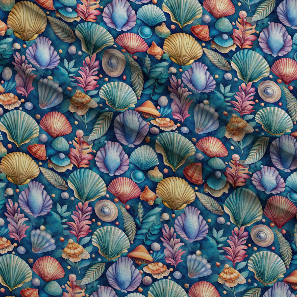 Tidal Treasures Pattern 5 Fleece Fabric — fleece fabric folded close-up preview (mv-fleece-v1:lying)