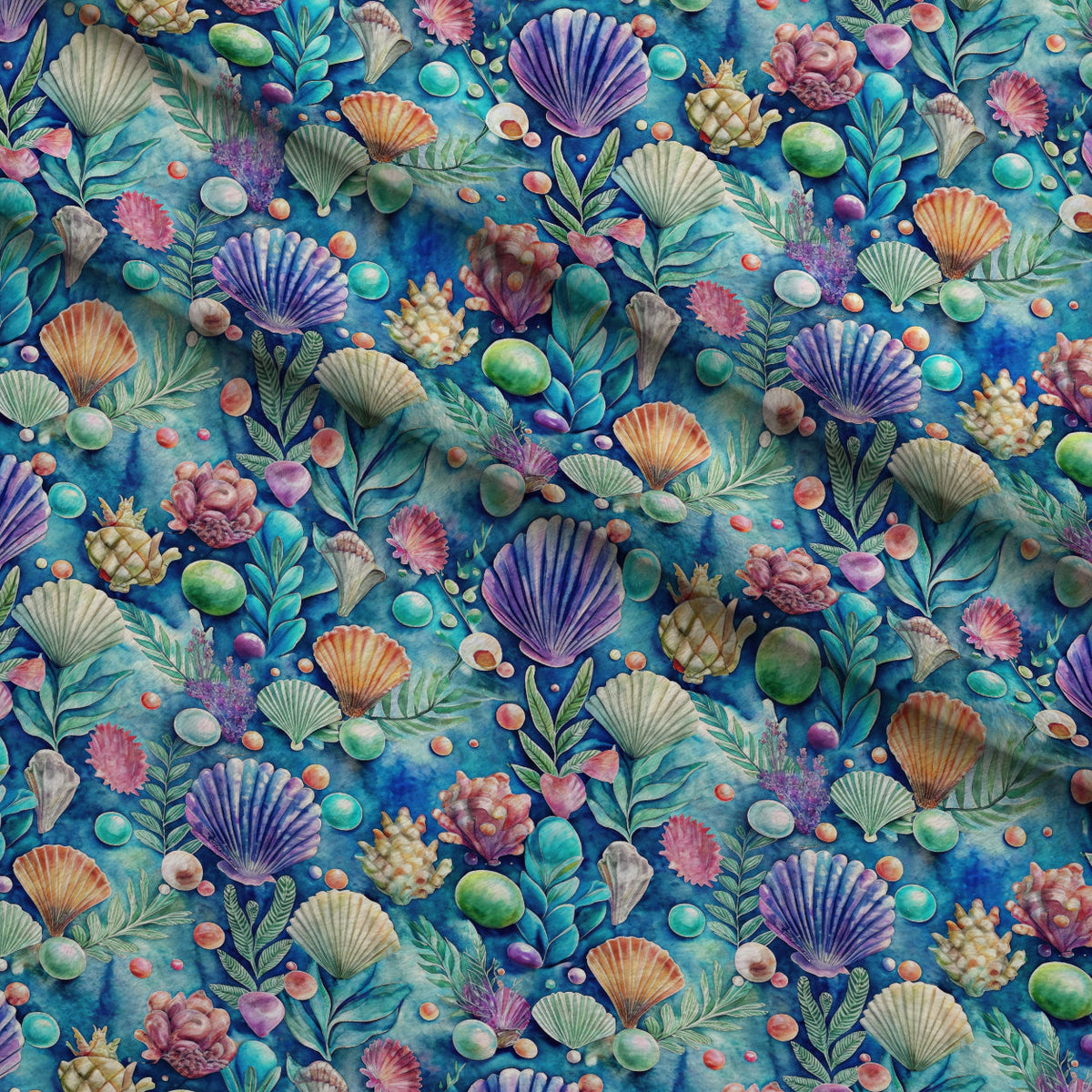 Tidal Treasures Pattern 6 Fleece Fabric — fleece fabric folded close-up preview (mv-fleece-v1:lying)