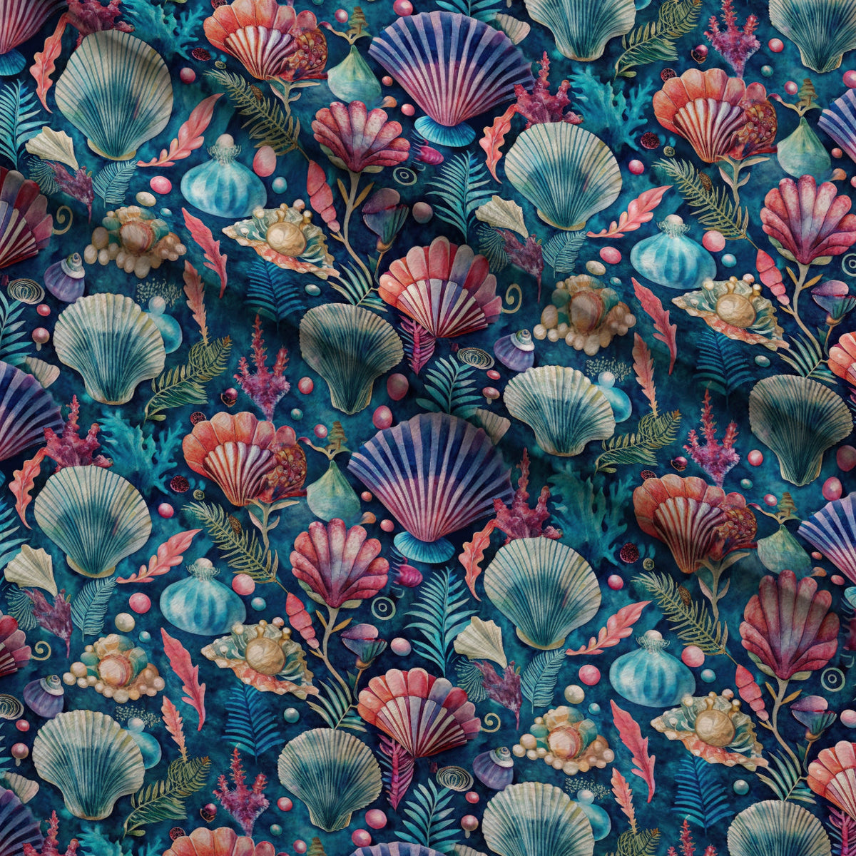 Tidal Treasures Pattern 7 Fleece Fabric — fleece fabric folded close-up preview (mv-fleece-v1:lying)