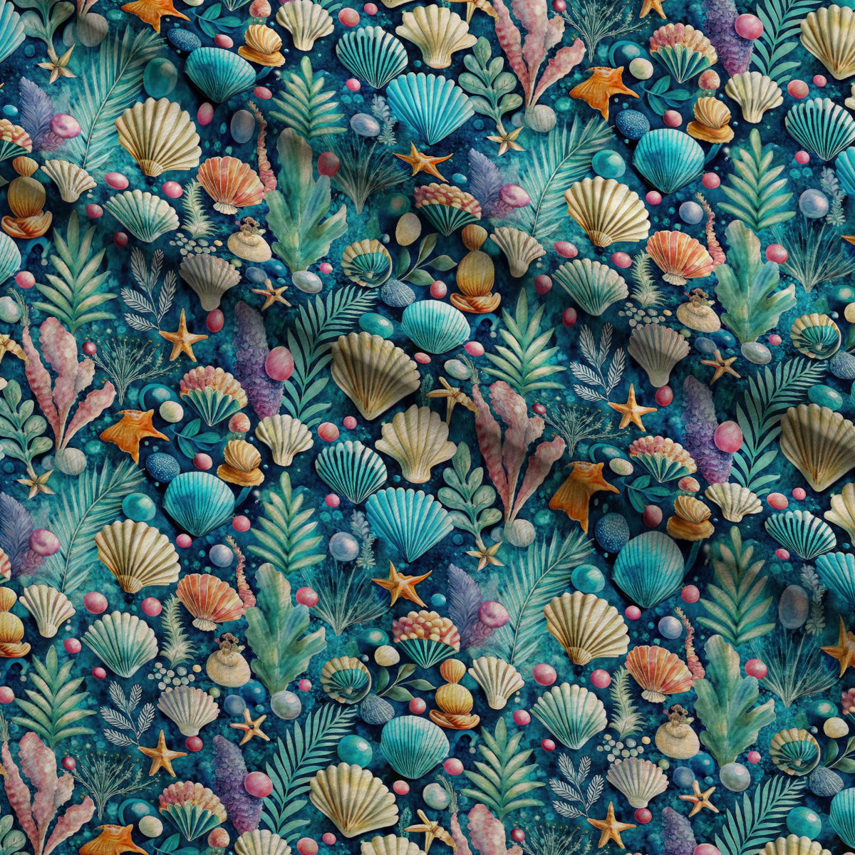 Tidal Treasures Pattern 8 Fleece Fabric — fleece fabric folded close-up preview (mv-fleece-v1:lying)
