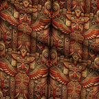 Tiki Guardians Pattern 2 Fleece Fabric — fleece fabric folded close-up preview (mv-fleece-v1:lying)
