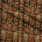 Tiki Guardians Pattern 6 Fleece Fabric — fleece fabric folded close-up preview (mv-fleece-v1:lying)