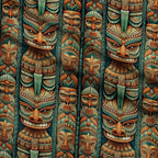 Tiki Guardians Pattern 8 Fleece Fabric — fleece fabric folded close-up preview (mv-fleece-v1:lying)