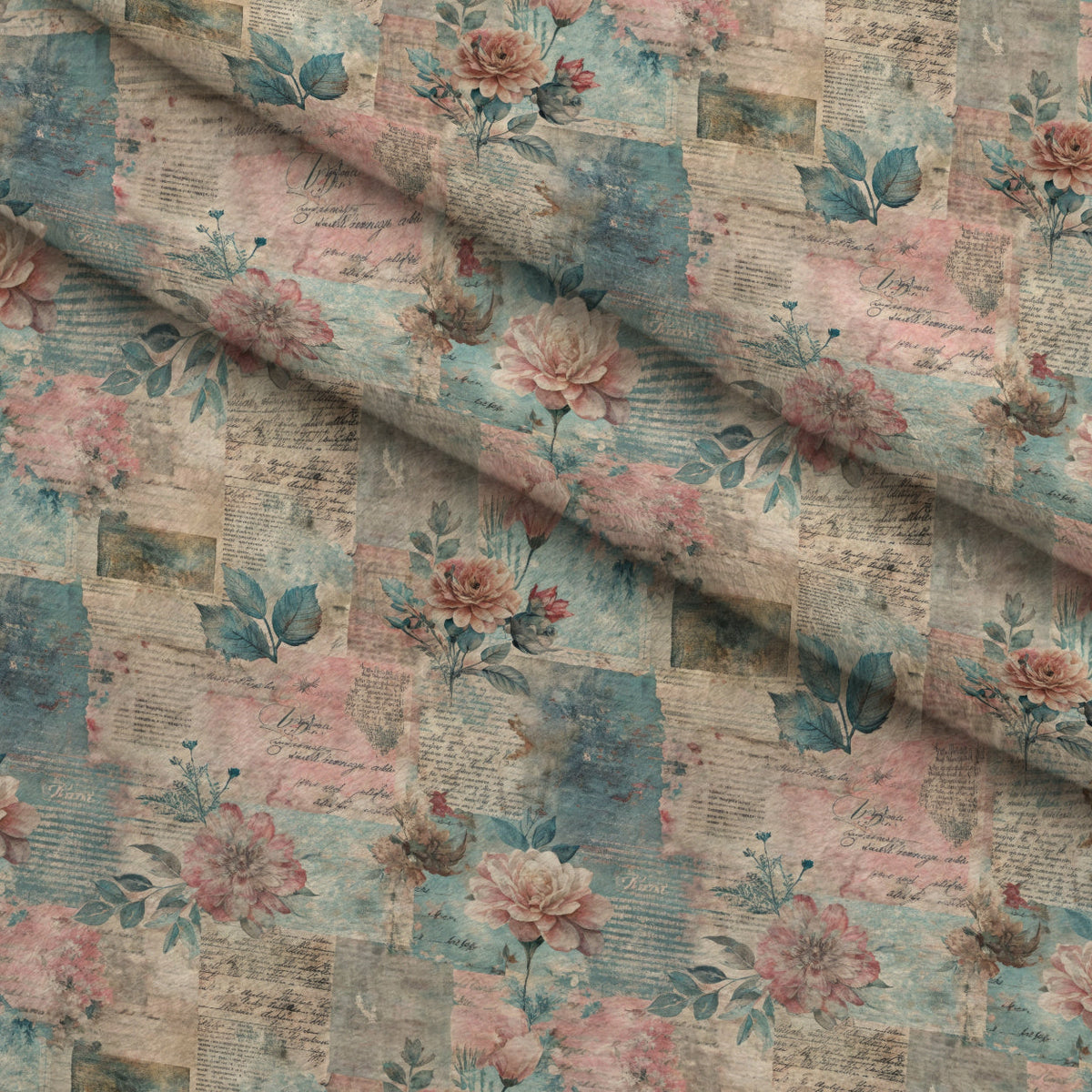 Timeworn Ephemera Pattern 1 Fleece Fabric — fleece fabric folded close-up preview (mv-fleece-v1:lying)