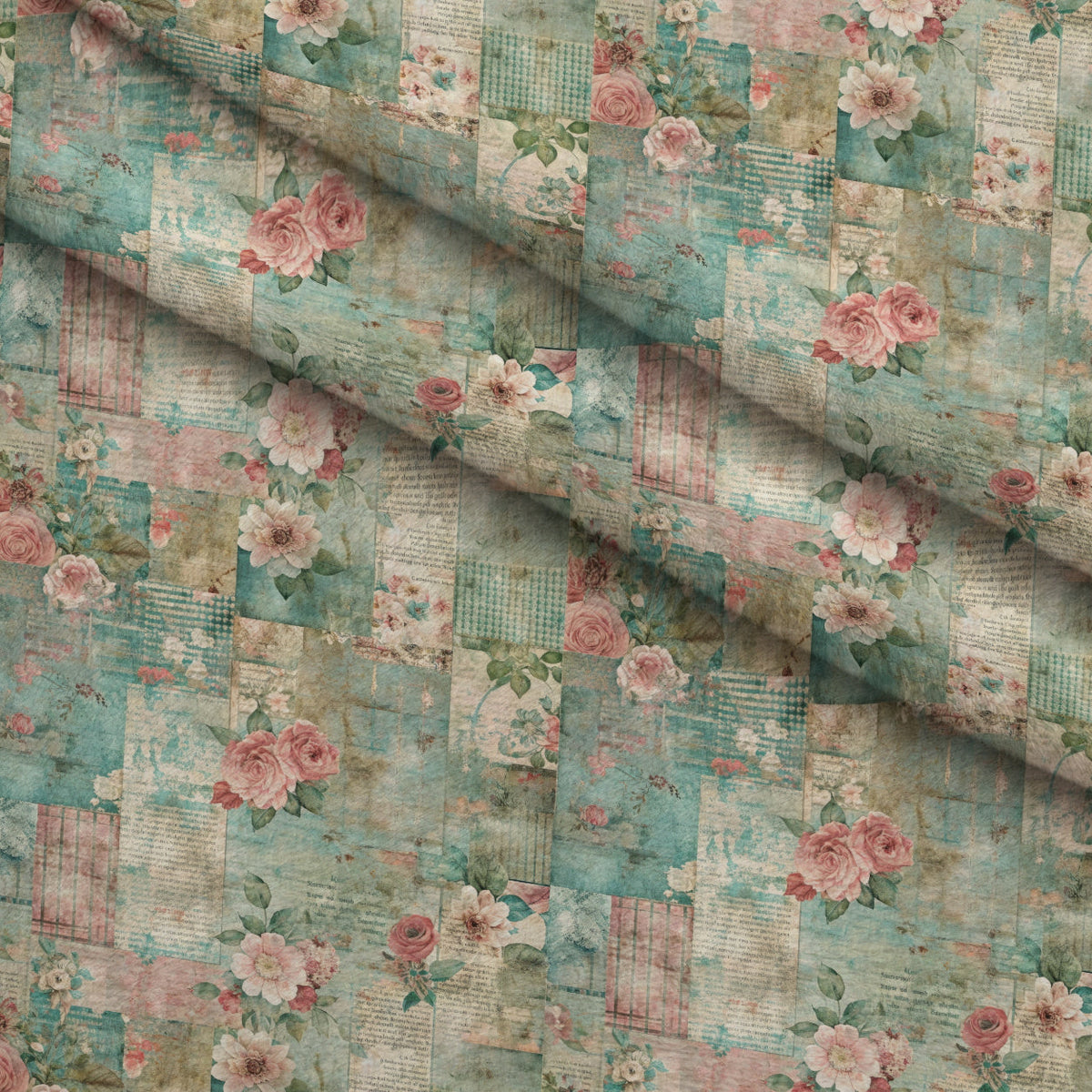Timeworn Ephemera Pattern 10 Fleece Fabric — fleece fabric folded close-up preview (mv-fleece-v1:lying)