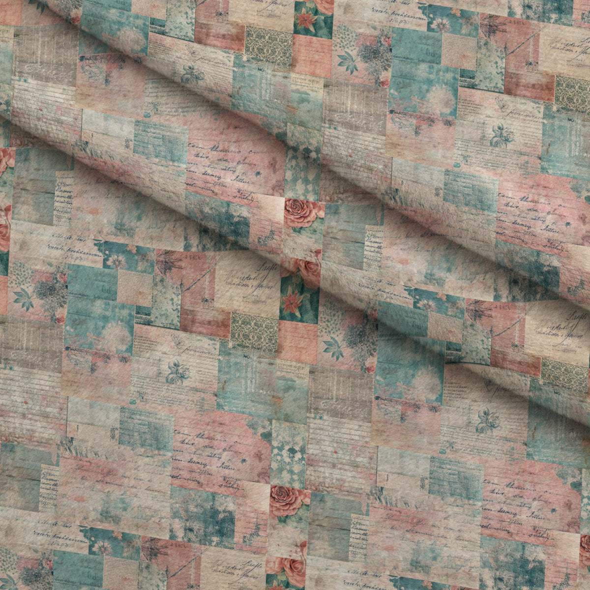 Timeworn Ephemera Pattern 11 Fleece Fabric — fleece fabric folded close-up preview (mv-fleece-v1:lying)