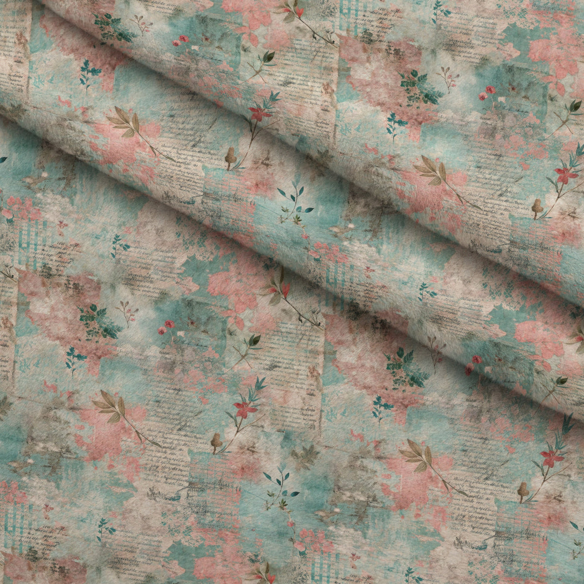 Timeworn Ephemera Pattern 12 Fleece Fabric — fleece fabric folded close-up preview (mv-fleece-v1:lying)