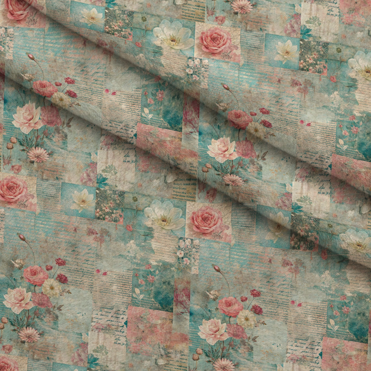Timeworn Ephemera Pattern 3 Fleece Fabric — fleece fabric folded close-up preview (mv-fleece-v1:lying)