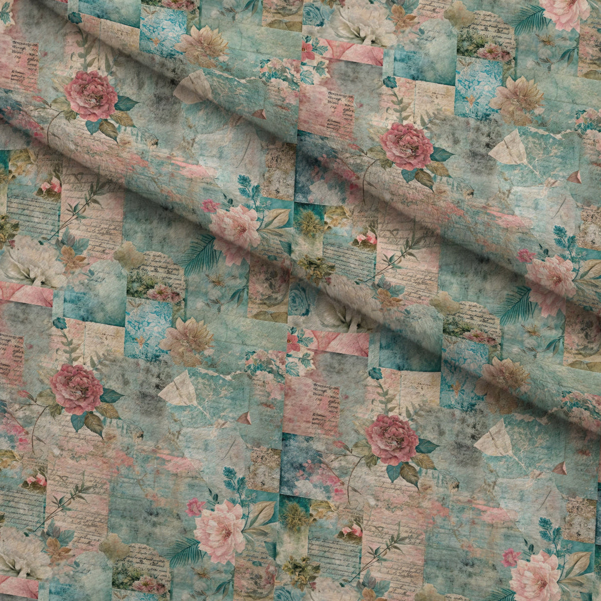 Timeworn Ephemera Pattern 4 Fleece Fabric — fleece fabric folded close-up preview (mv-fleece-v1:lying)