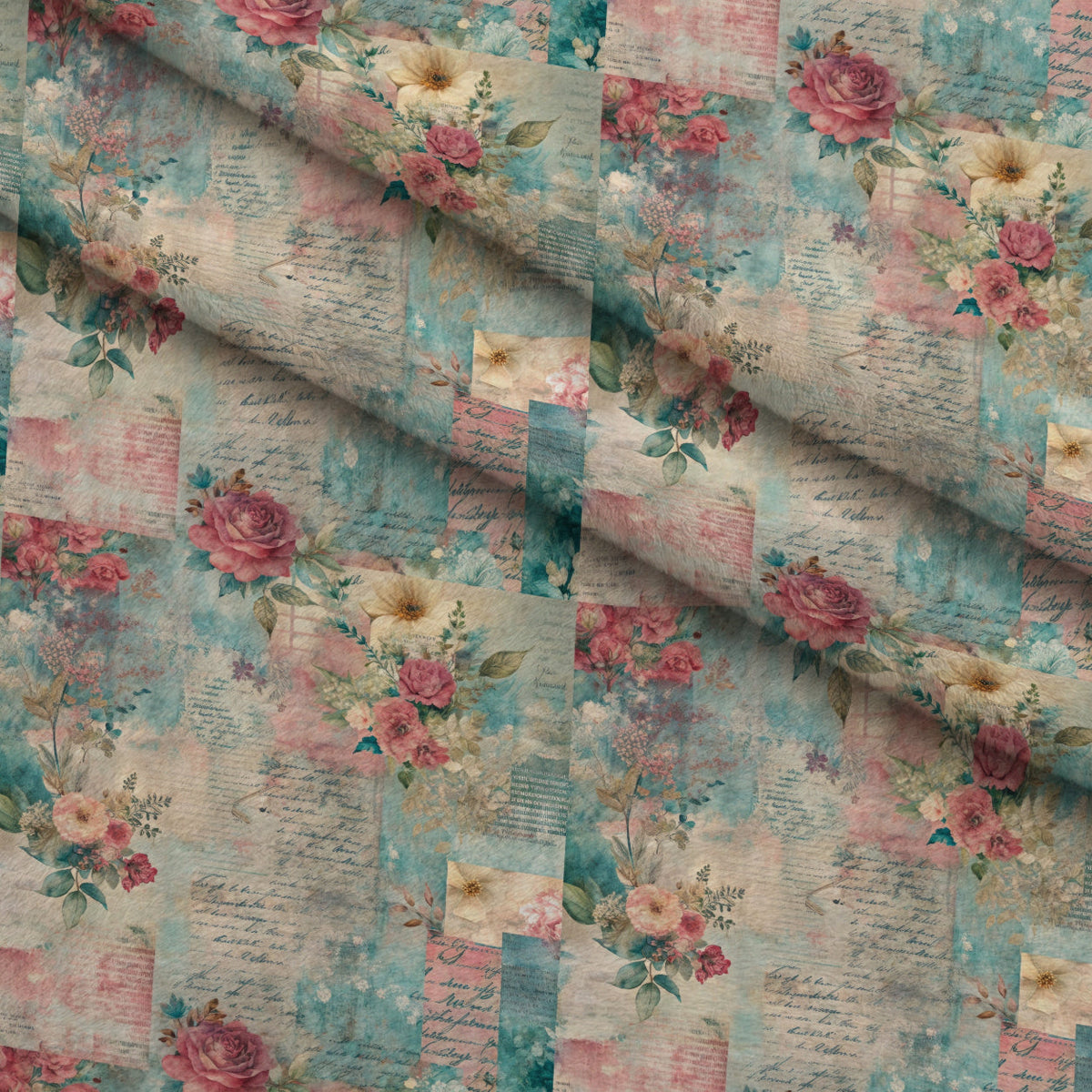 Timeworn Ephemera Pattern 6 Fleece Fabric — fleece fabric folded close-up preview (mv-fleece-v1:lying)