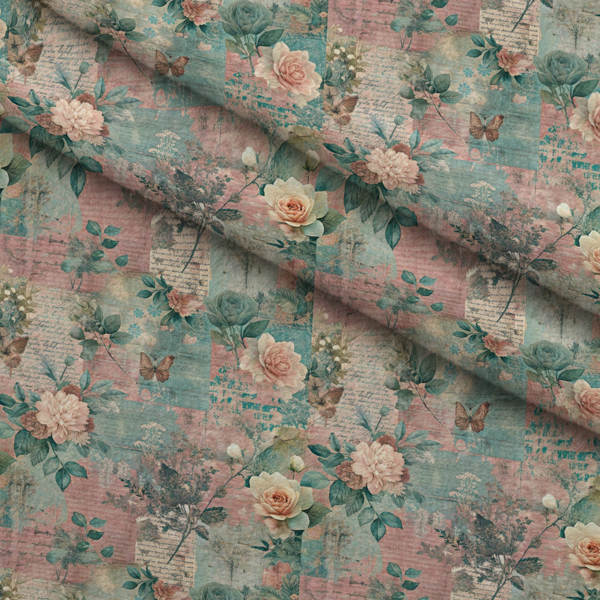 Timeworn Ephemera Pattern 7 Fleece Fabric — fleece fabric folded close-up preview (mv-fleece-v1:lying)