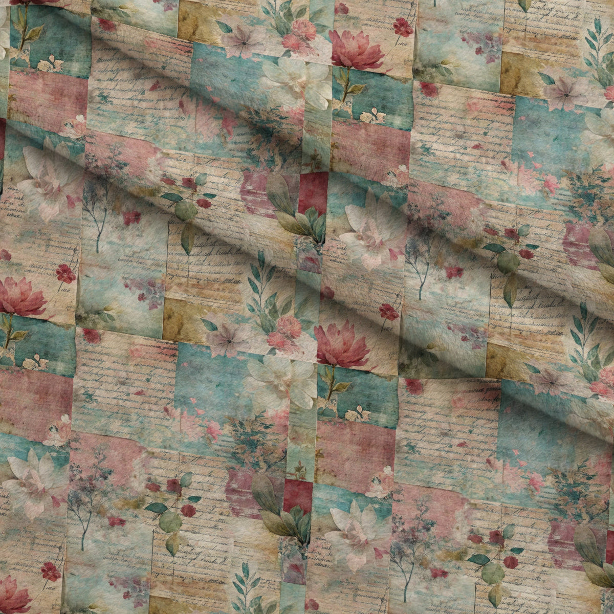 Timeworn Ephemera Pattern 9 Fleece Fabric — fleece fabric folded close-up preview (mv-fleece-v1:lying)