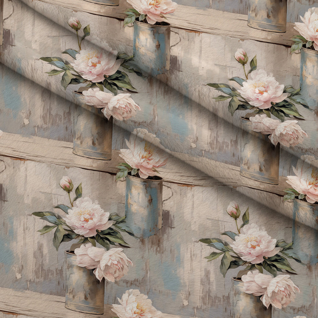 Tin Can Peonies Pattern 10 Fleece Fabric — fleece fabric folded close-up preview (mv-fleece-v1:lying)