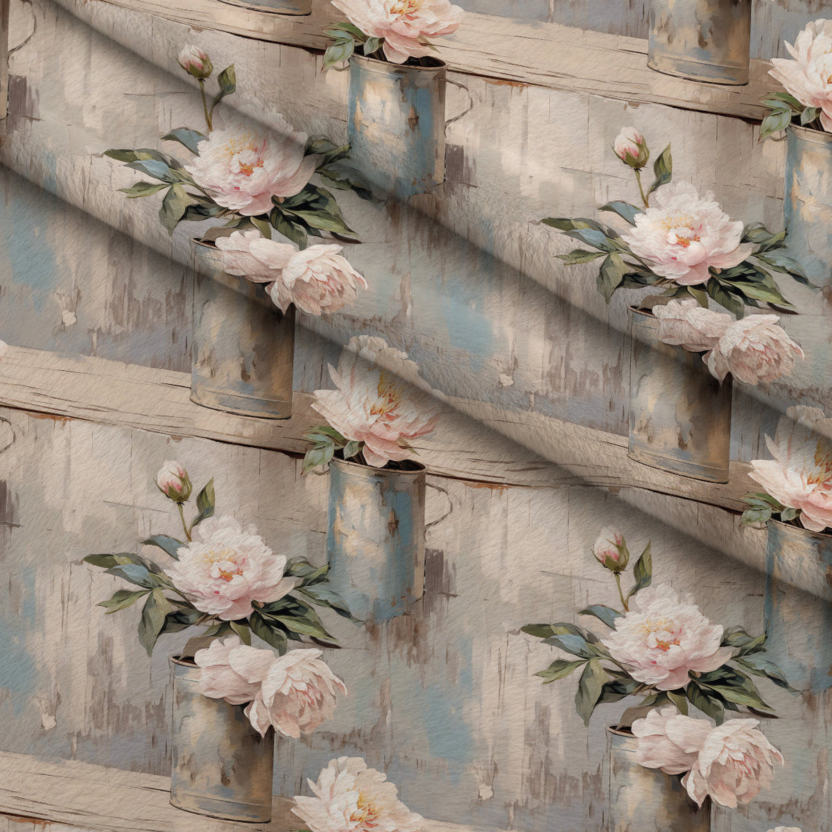 Tin Can Peonies Pattern 10 Fleece Fabric — fleece fabric folded close-up preview (mv-fleece-v1:lying)