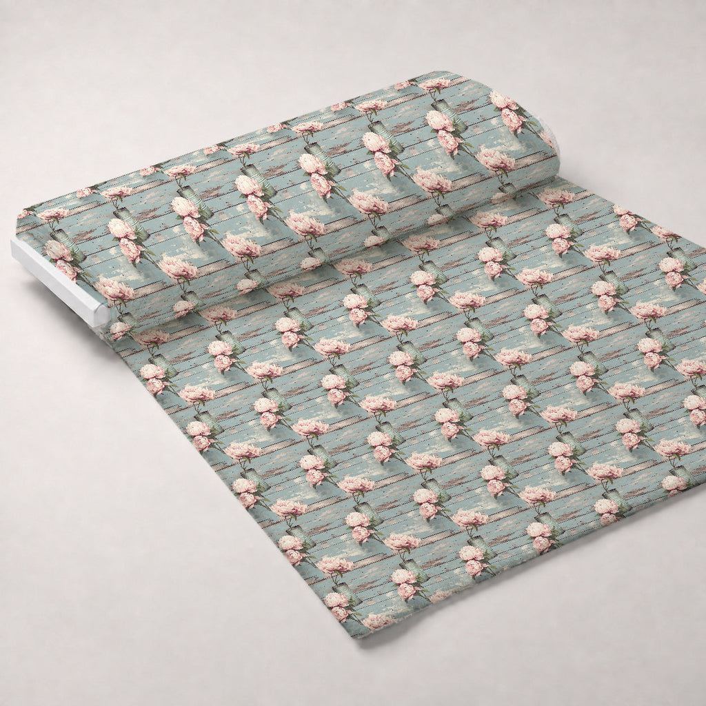 Tin Can Peonies Pattern 5 Fleece Fabric — fleece fabric unrolled bolt preview (mv-fleece-v1:bolt)