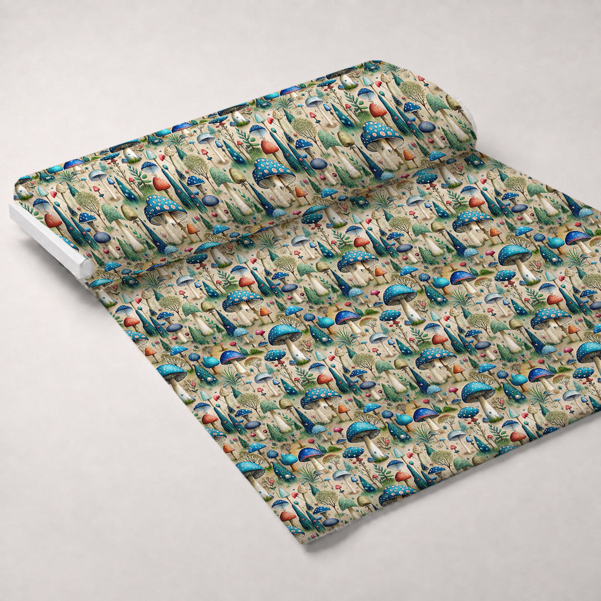 Toadstool Grove Pattern 1 Fleece Fabric — fleece fabric unrolled bolt preview (mv-fleece-v1:bolt)