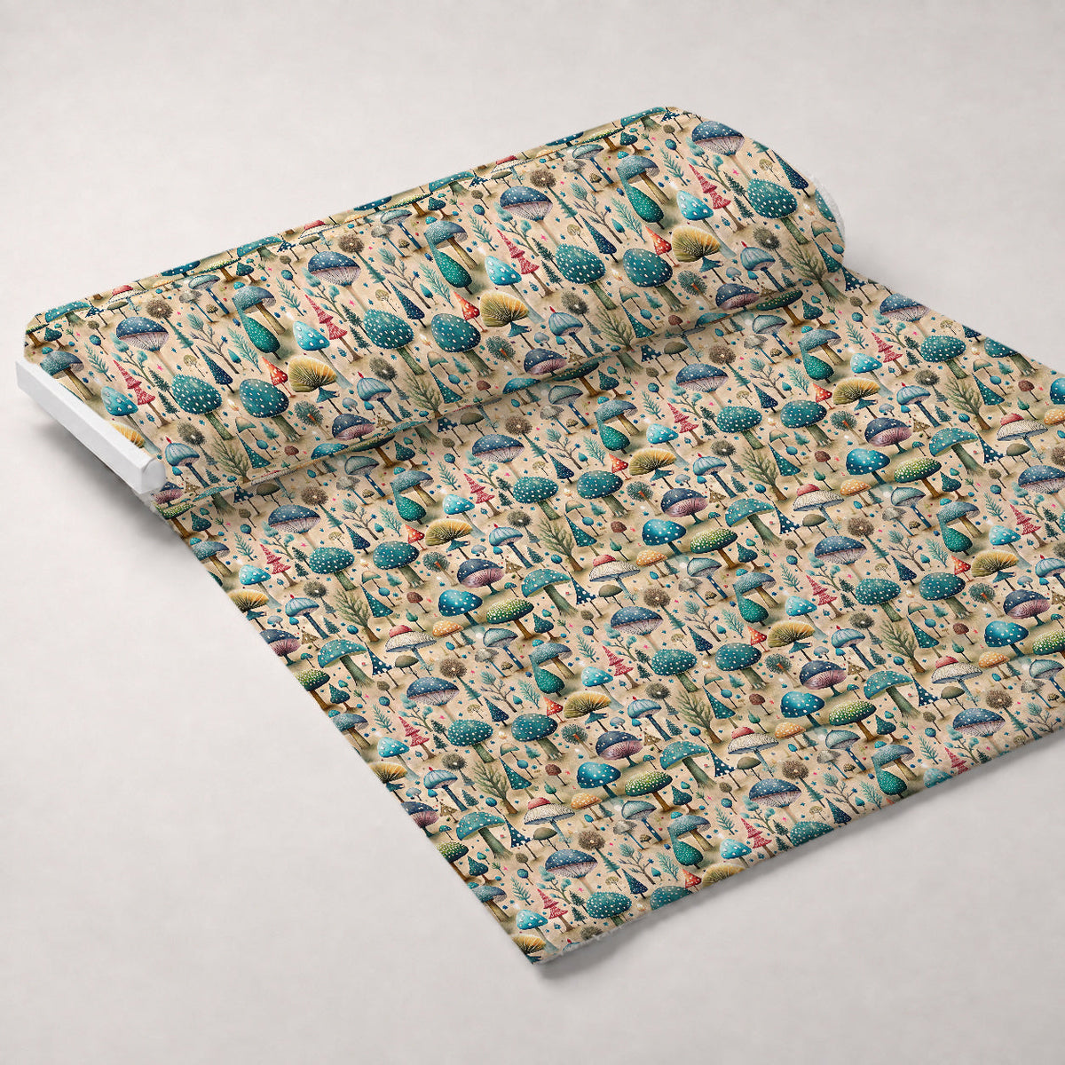 Toadstool Grove Pattern 10 Fleece Fabric — fleece fabric unrolled bolt preview (mv-fleece-v1:bolt)