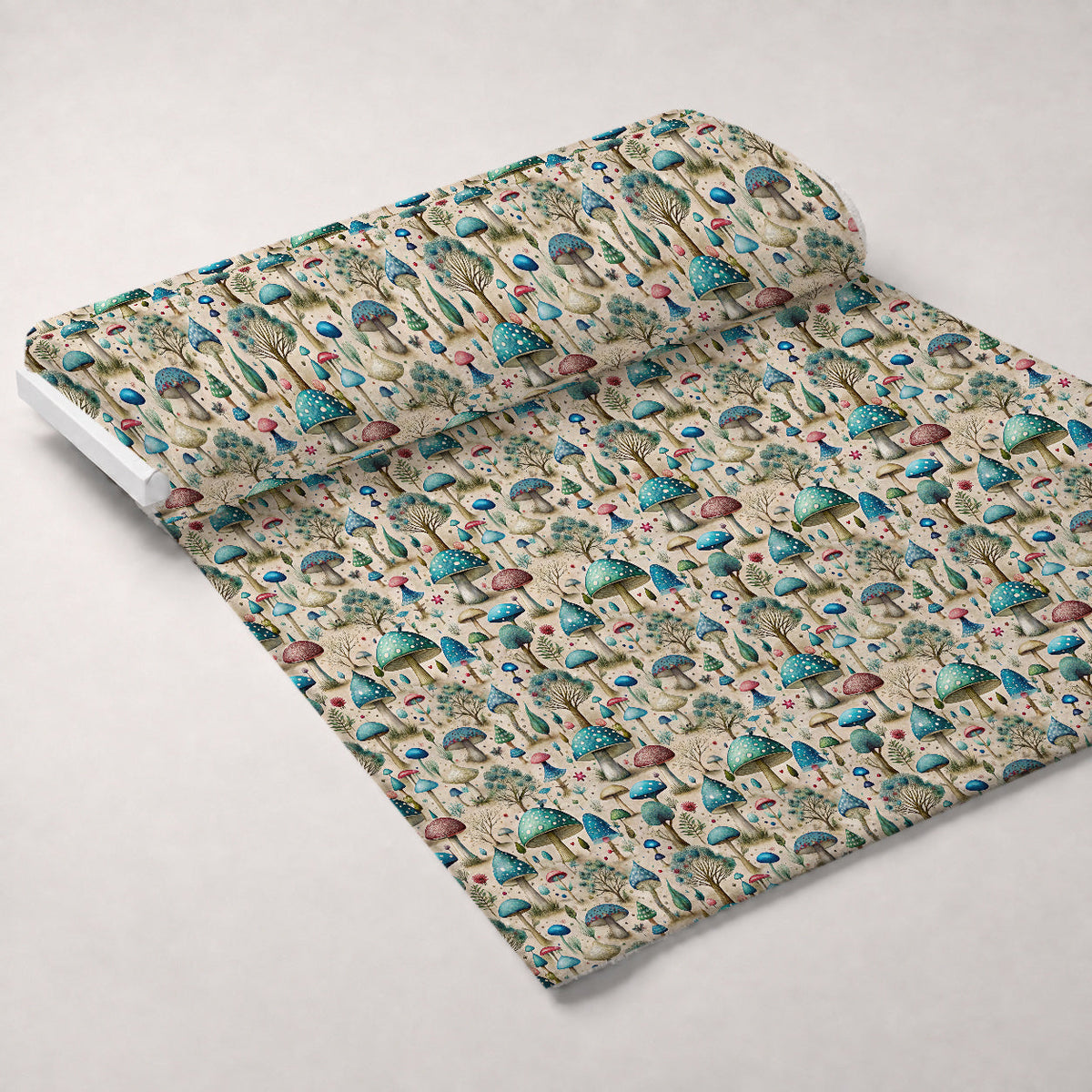 Toadstool Grove Pattern 12 Fleece Fabric — fleece fabric unrolled bolt preview (mv-fleece-v1:bolt)