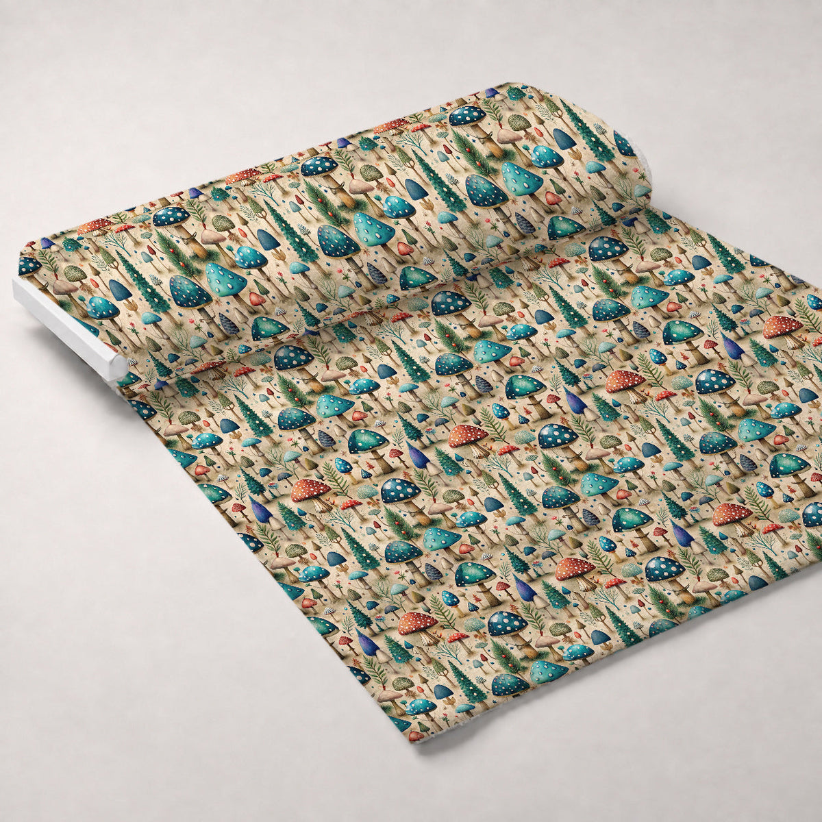 Toadstool Grove Pattern 2 Fleece Fabric — fleece fabric unrolled bolt preview (mv-fleece-v1:bolt)