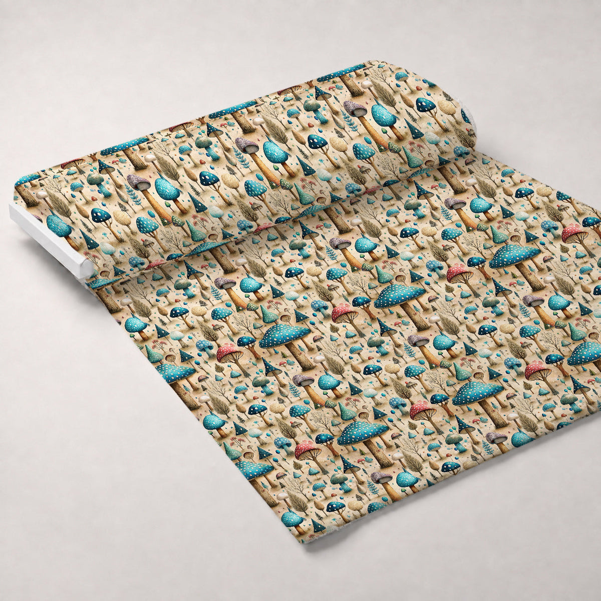 Toadstool Grove Pattern 3 Fleece Fabric — fleece fabric unrolled bolt preview (mv-fleece-v1:bolt)