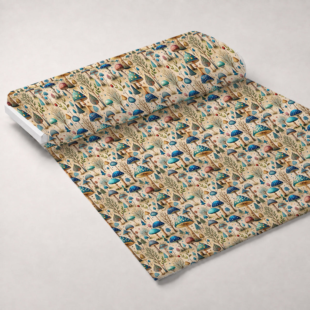 Toadstool Grove Pattern 5 Fleece Fabric — fleece fabric unrolled bolt preview (mv-fleece-v1:bolt)