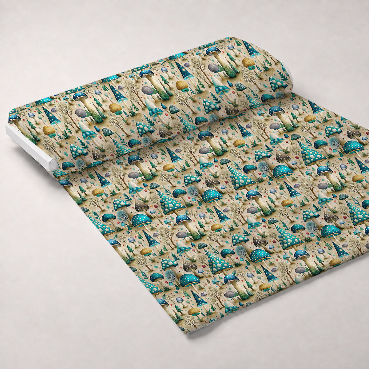 Toadstool Grove Pattern 6 Fleece Fabric — fleece fabric unrolled bolt preview (mv-fleece-v1:bolt)