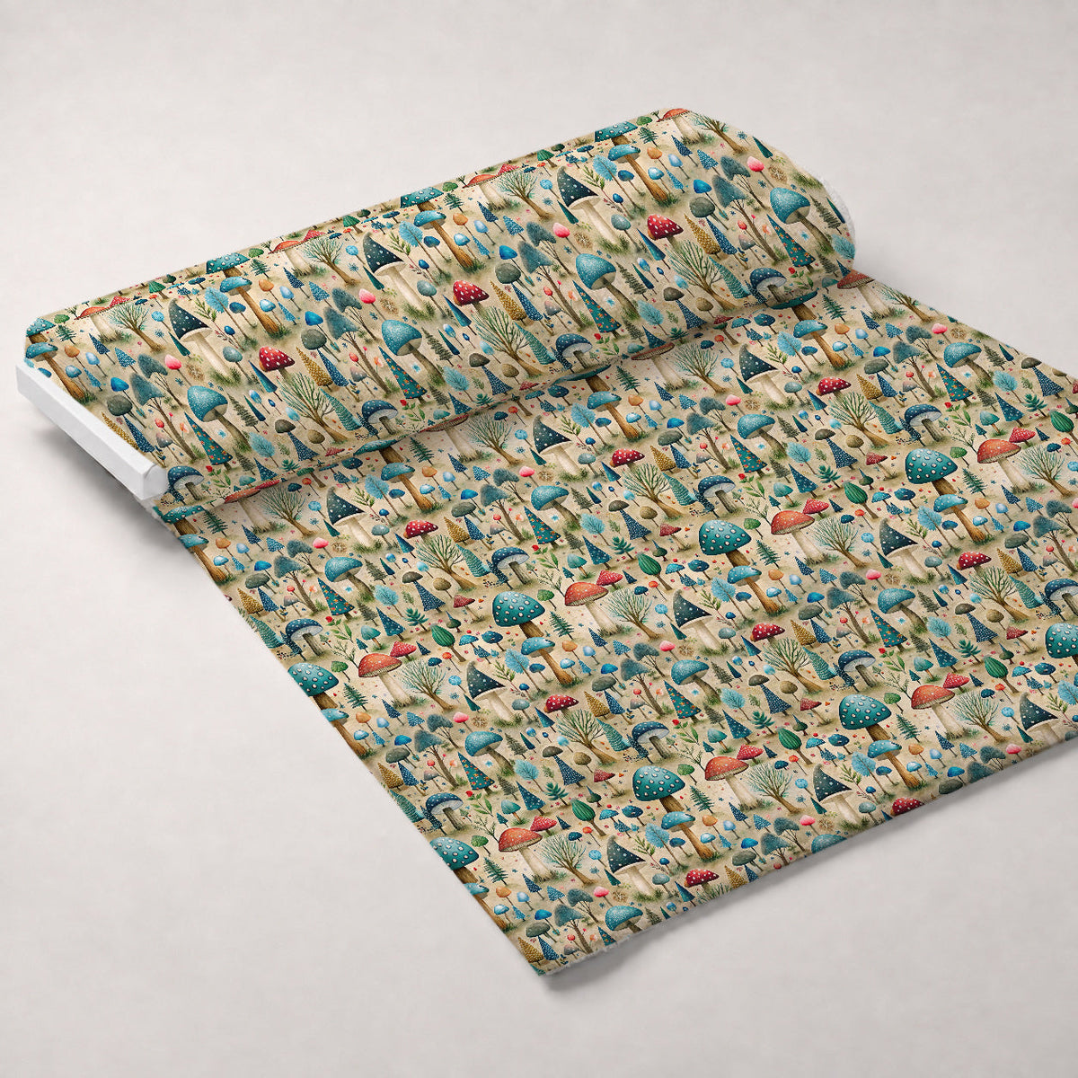 Toadstool Grove Pattern 8 Fleece Fabric — fleece fabric unrolled bolt preview (mv-fleece-v1:bolt)