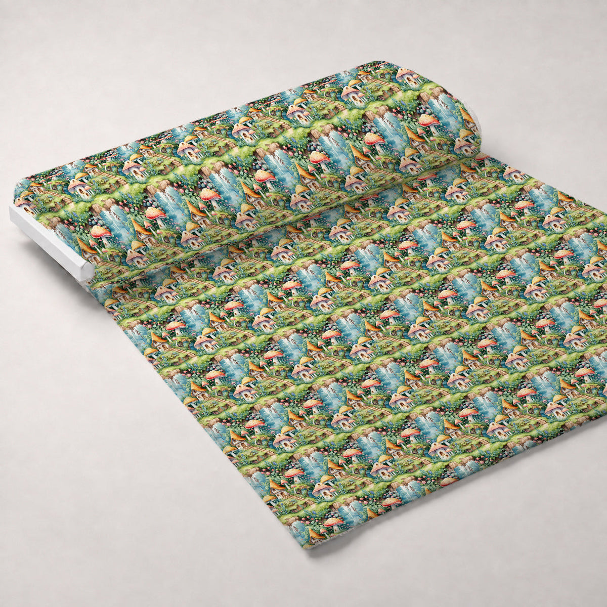 Toadstool Village Pattern 1 Fleece Fabric — fleece fabric unrolled bolt preview (mv-fleece-v1:bolt)