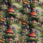 Toadstool Village Pattern 12 Fleece Fabric — fleece fabric folded close-up preview (mv-fleece-v1:lying)