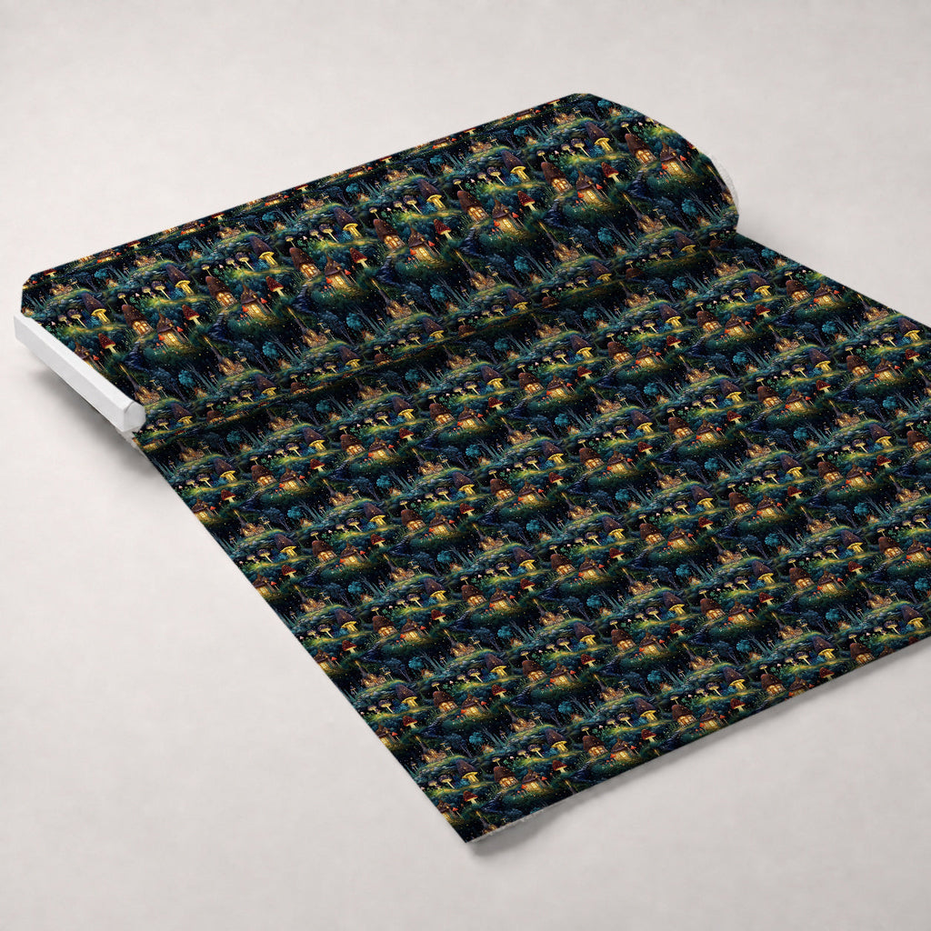 Toadstool Village Pattern 3 Fleece Fabric — fleece fabric unrolled bolt preview (mv-fleece-v1:bolt)