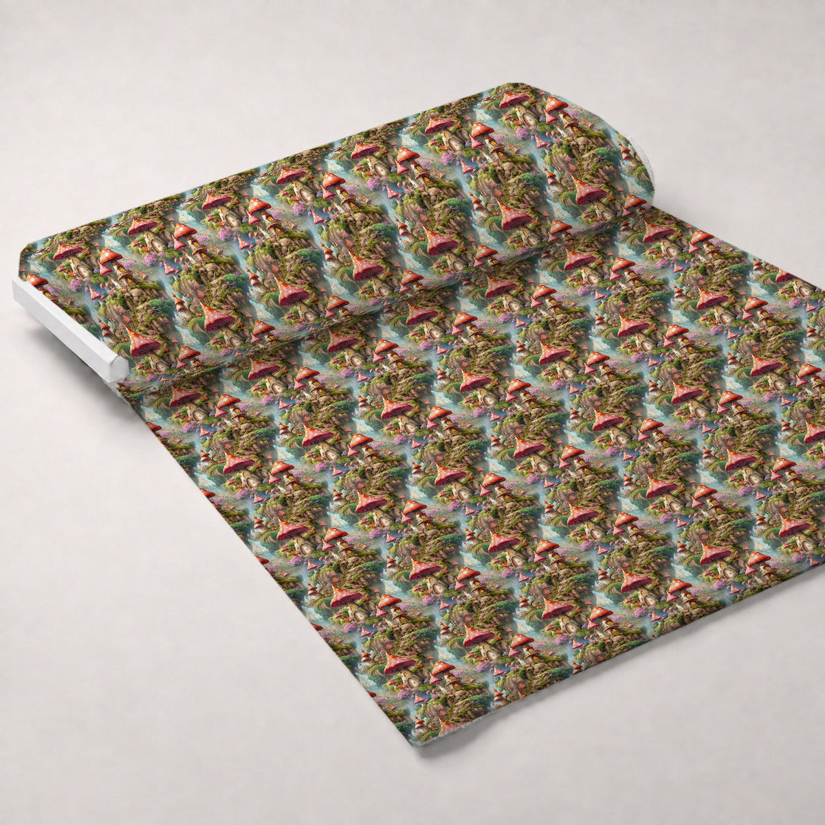Toadstool Village Pattern 5 Fleece Fabric — fleece fabric unrolled bolt preview (mv-fleece-v1:bolt)