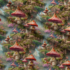 Toadstool Village Pattern 5 Fleece Fabric — fleece fabric folded close-up preview (mv-fleece-v1:lying)