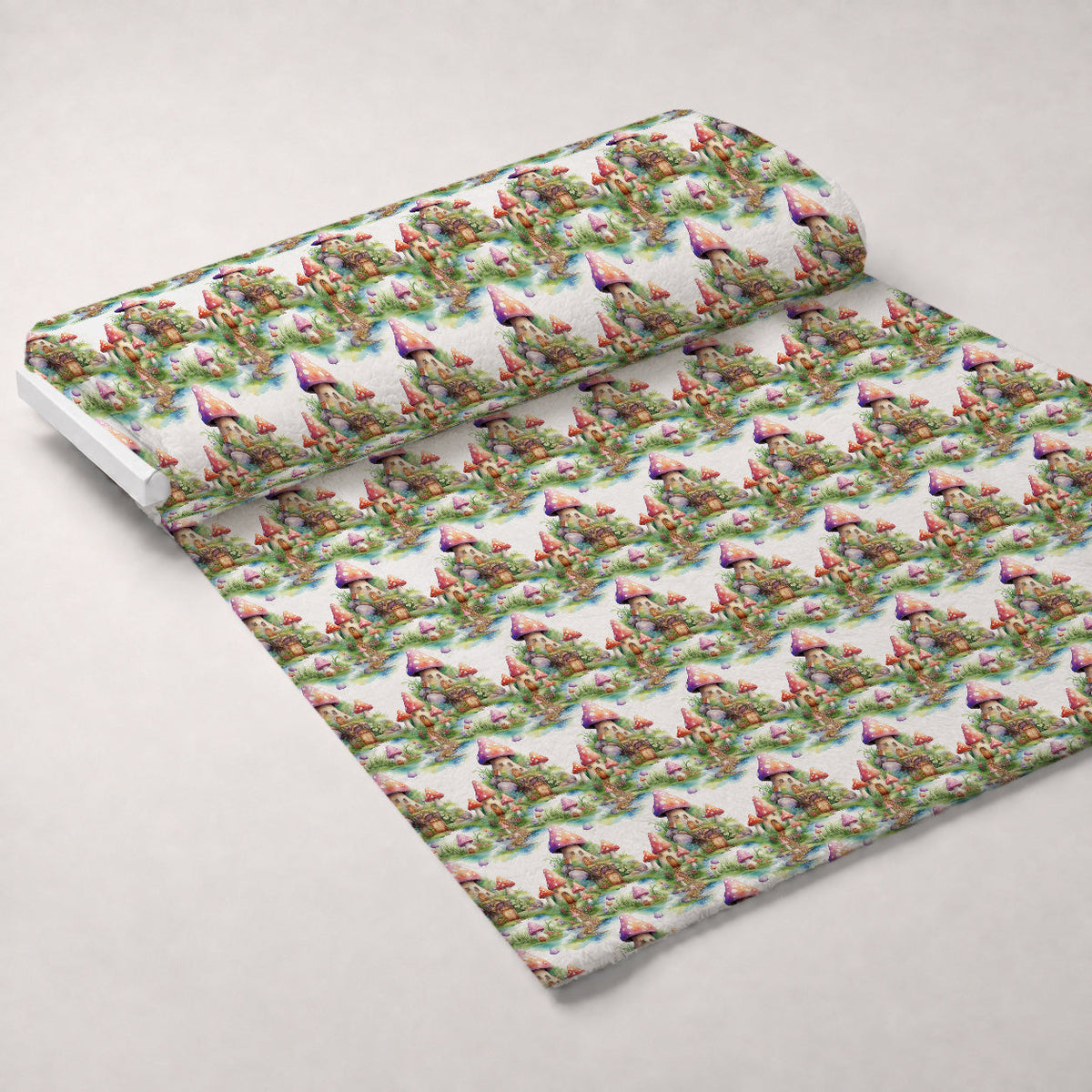 Toadstool Village Pattern 6 Fleece Fabric — fleece fabric unrolled bolt preview (mv-fleece-v1:bolt)