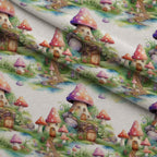 Toadstool Village Pattern 6 Fleece Fabric — fleece fabric folded close-up preview (mv-fleece-v1:lying)