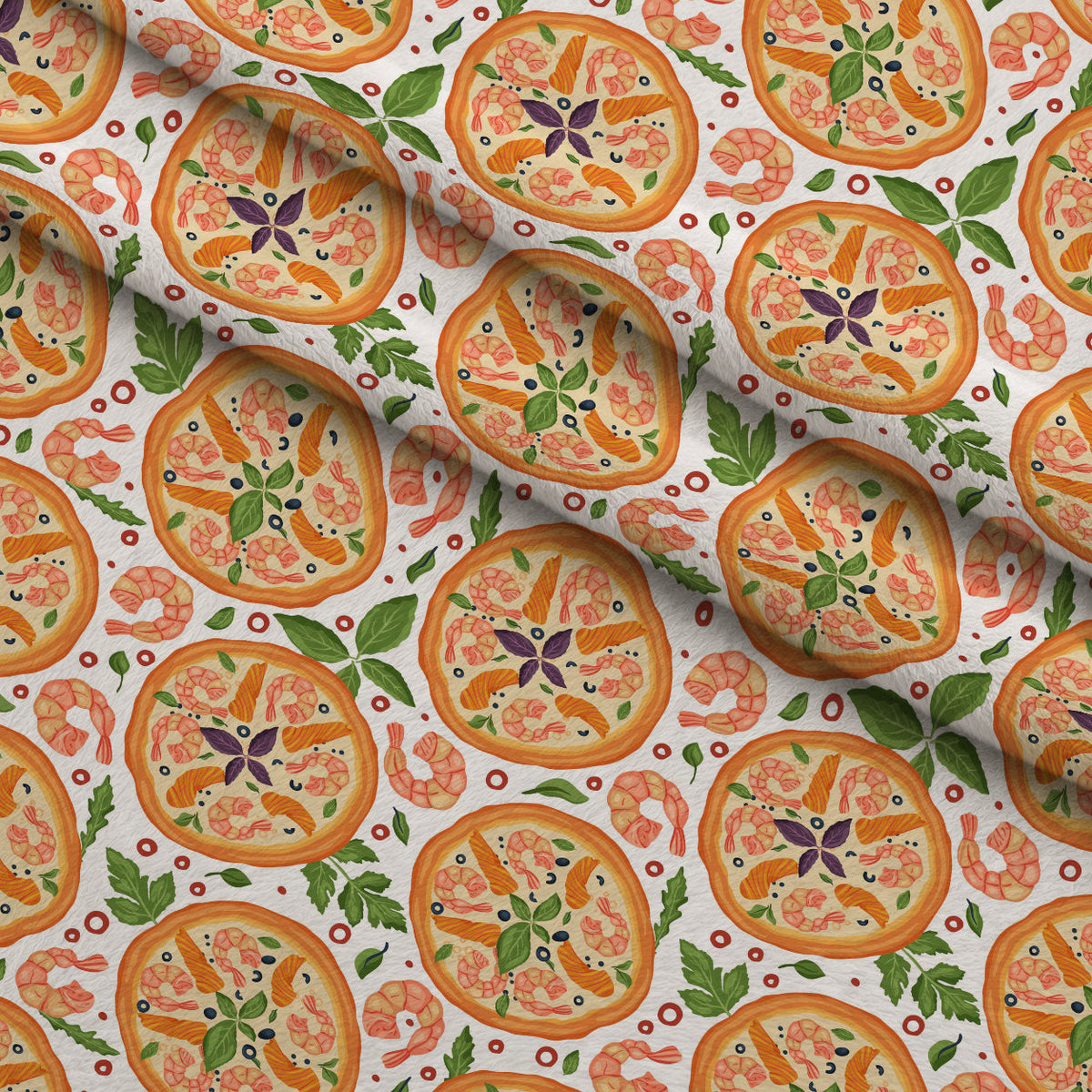 Trattoria Toppings Pattern 1 Fleece Fabric — fleece fabric folded close-up preview (mv-fleece-v1:lying)