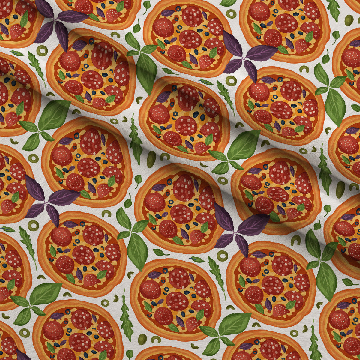Trattoria Toppings Pattern 3 Fleece Fabric — fleece fabric folded close-up preview (mv-fleece-v1:lying)