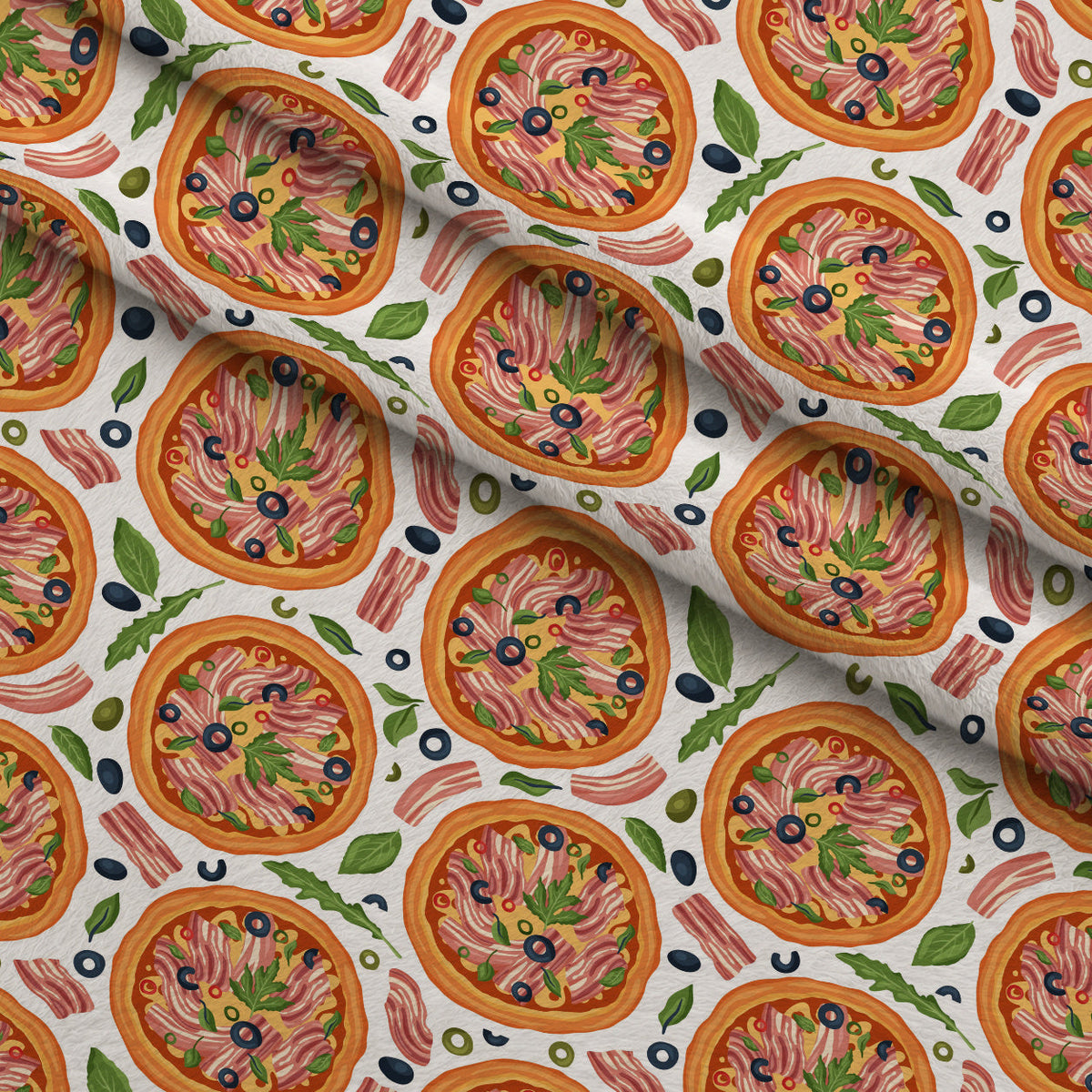 Trattoria Toppings Pattern 4 Fleece Fabric — fleece fabric folded close-up preview (mv-fleece-v1:lying)
