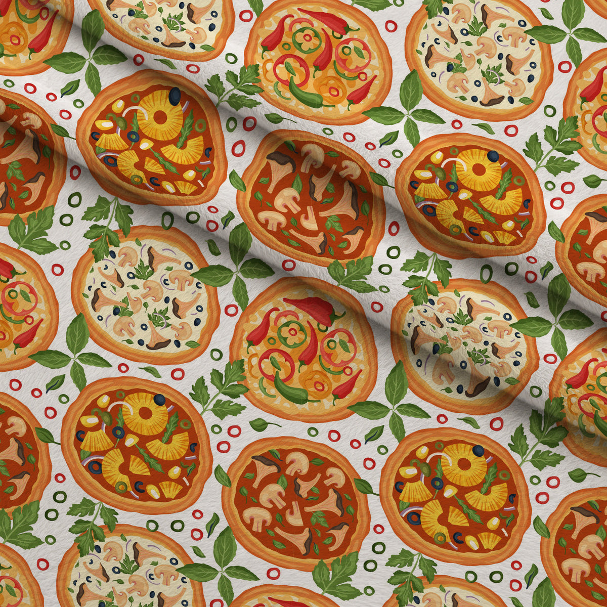 Trattoria Toppings Pattern 8 Fleece Fabric — fleece fabric folded close-up preview (mv-fleece-v1:lying)