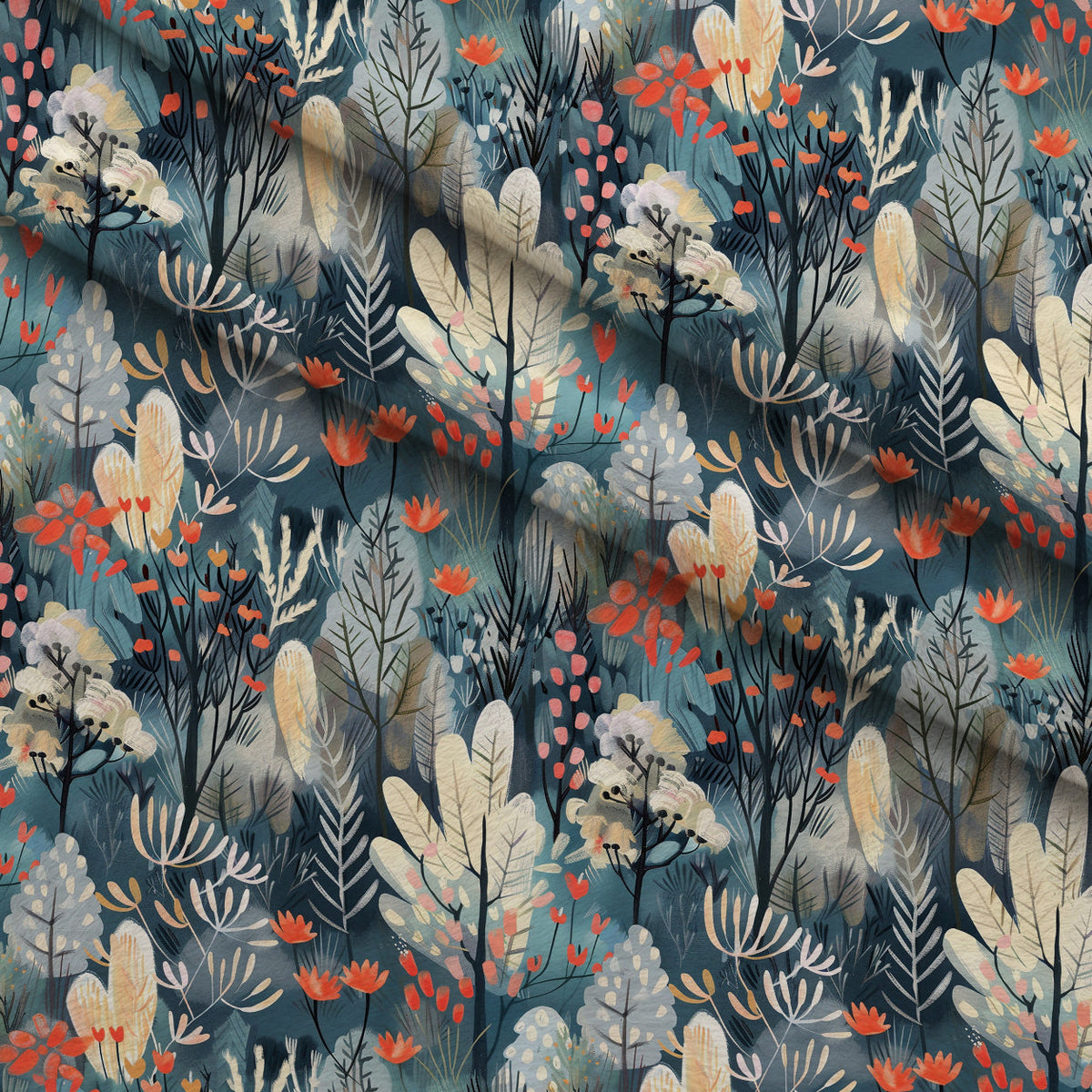 Twilight Grove Pattern 1 Fleece Fabric — fleece fabric folded close-up preview (mv-fleece-v1:lying)