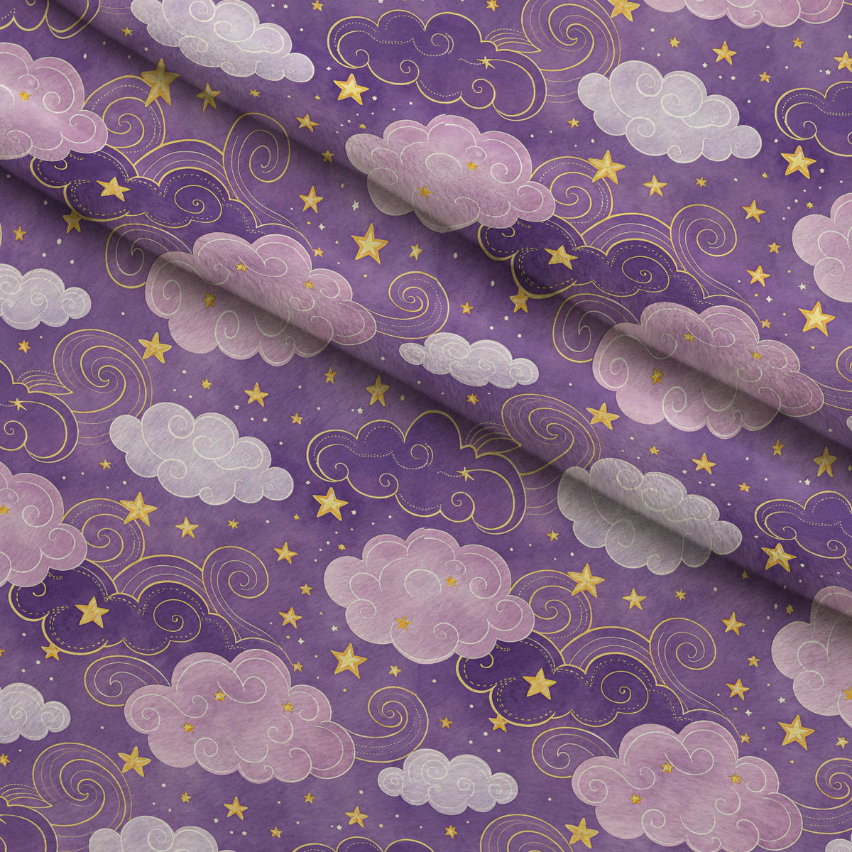 Twilight Lullaby Pattern 5 Fleece Fabric — fleece fabric folded close-up preview (mv-fleece-v1:lying)