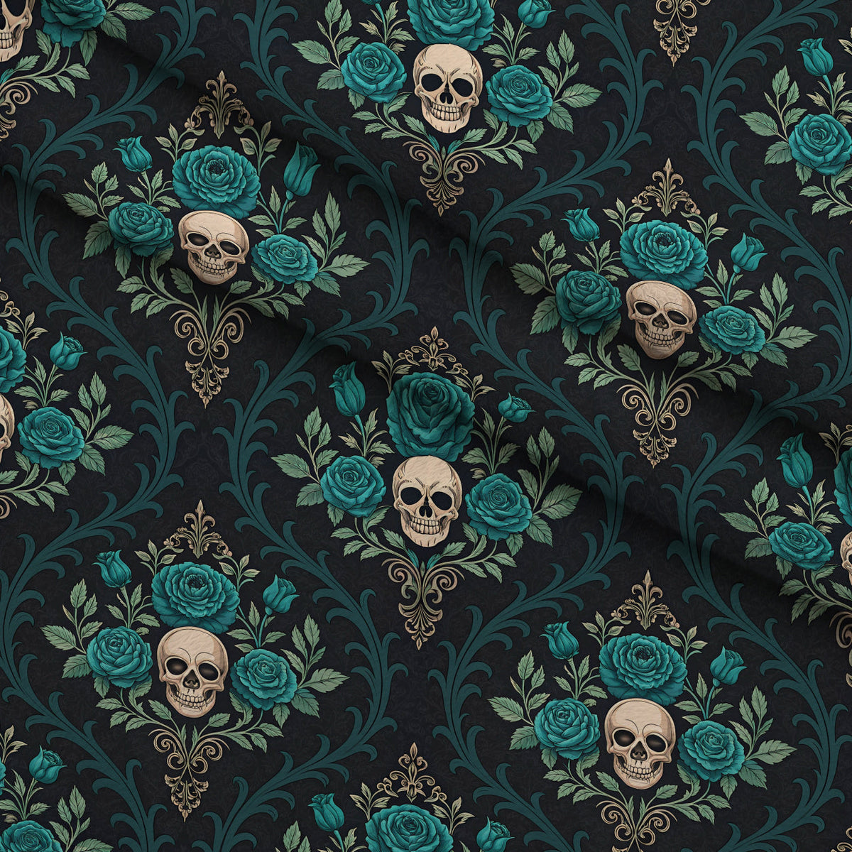 Twilight Rose Rookery Pattern 1 Fleece Fabric — fleece fabric folded close-up preview (mv-fleece-v1:lying)