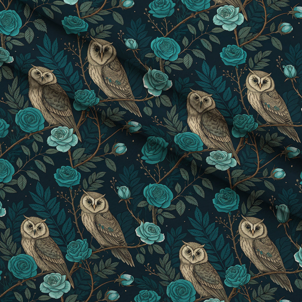Twilight Rose Rookery Pattern 13 Fleece Fabric — fleece fabric folded close-up preview (mv-fleece-v1:lying)